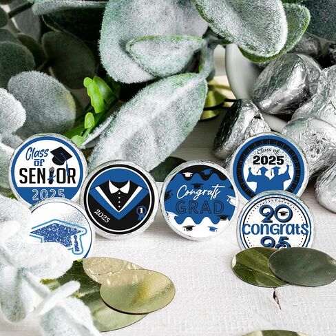 150 Count Graduation Stickers,Senior 2025 Congrats Grad Round Decal,Black Blue Label Stickers,Adhesive Sealing Labels in Roll for Graduation Envelopes Baking Bag Party Favor Supplies. in Kuwait