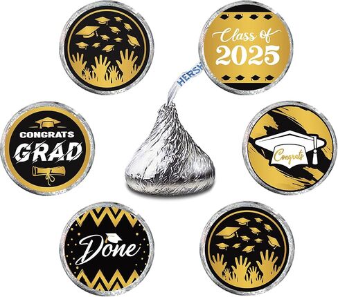 150 Count Graduation Stickers,Senior 2025 Congrats Grad Round Decal,Black Blue Label Stickers,Adhesive Sealing Labels in Roll for Graduation Envelopes Baking Bag Party Favor Supplies. in Kuwait