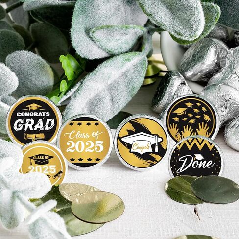 150 Count Graduation Stickers,Senior 2025 Congrats Grad Round Decal,Black Blue Label Stickers,Adhesive Sealing Labels in Roll for Graduation Envelopes Baking Bag Party Favor Supplies. in Kuwait