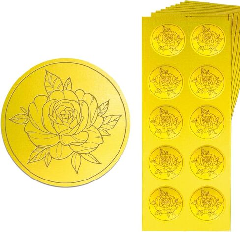 PeacoBlue Gold Sticker Seal Seal مرساة 1.4 بوصة 150pcs ، واللصق الذاتي الذهبي حول شارات النقش من أجل الدعوة مظروف الختم شهادة شهادة بطاقة هدية in Saudi Arabia