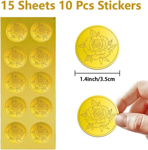 PeacoBlue Gold Sticker Seal Seal مرساة 1.4 بوصة 150pcs ، واللصق الذاتي الذهبي حول شارات النقش من أجل الدعوة مظروف الختم شهادة شهادة بطاقة هدية in Saudi Arabia
