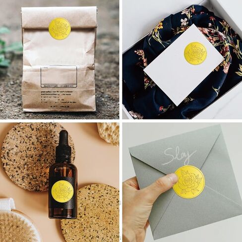 PeacoBlue Gold Sticker Seal Seal مرساة 1.4 بوصة 150pcs ، واللصق الذاتي الذهبي حول شارات النقش من أجل الدعوة مظروف الختم شهادة شهادة بطاقة هدية in Saudi Arabia