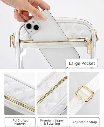 HULISEN Clear Bag for Stadium Events, Clear Purses for Women Stadium Crossbody, Small Clear Bags for Concerts, Festival in Kuwait