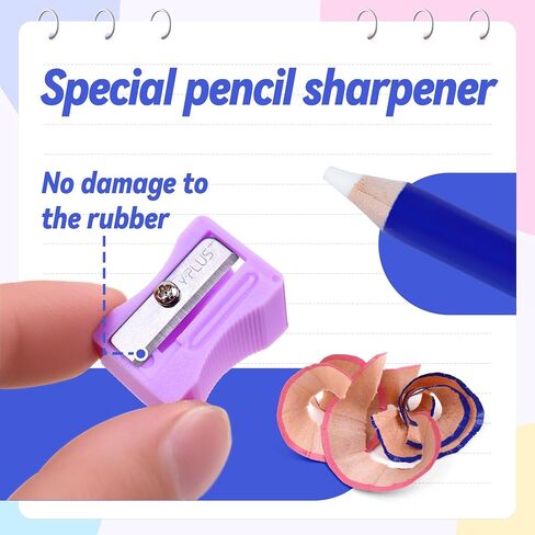 YPLUS Eraser for Kids, 3 Pcs Pen Style Erasers with Sharpener,Sharpenable Eraser Stick,School Art Supplies for Kids Artist,Blue in Saudi Arabia