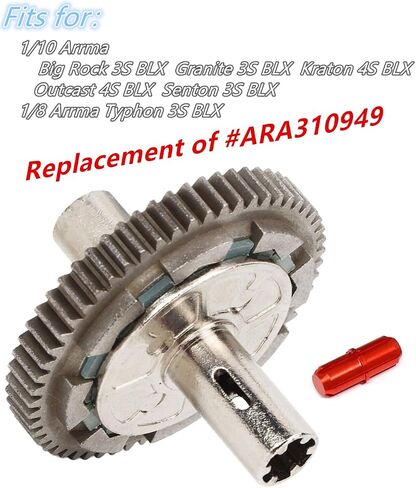 Metal Steel 57T 0.8Mod Slipper Set Slipper Clutch Spur Gear for Arrma 1/10 Big Rock Granite Kraton Outcast Senton 1/8 Typhon Upgrade Parts，Replace #ARA310949 (Red in Saudi Arabia