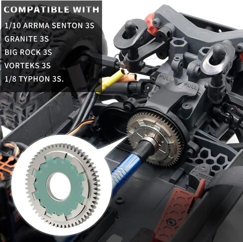 Metal Steel 57T 0.8Mod Slipper Set Slipper Clutch Spur Gear for Arrma 1/10 Big Rock Granite Kraton Outcast Senton 1/8 Typhon Upgrade Parts，Replace #ARA310949 (Red in Saudi Arabia