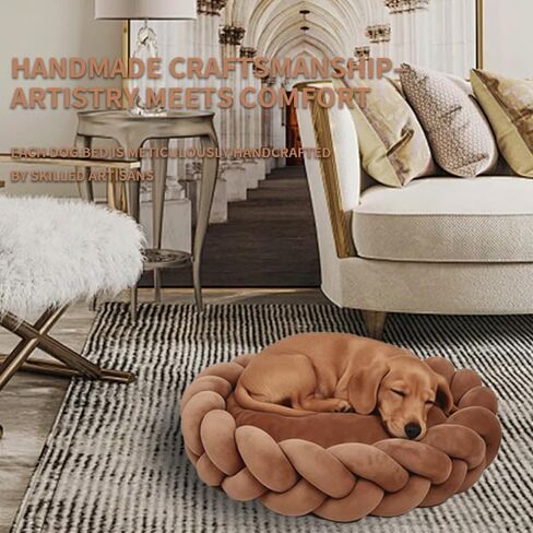 SLEEPDODO Handmade Dog Bed for Small/Medium Dogs - Luxury European Designed Pet Bed with Ultra-Soft Material, Washable Removable Cover, and Non-Slip Bottom. in Saudi Arabia