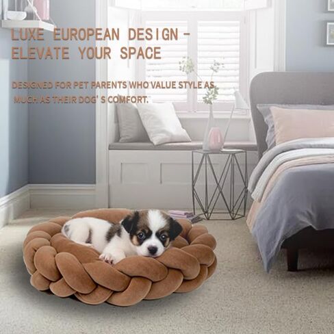 SLEEPDODO Handmade Dog Bed for Small/Medium Dogs - Luxury European Designed Pet Bed with Ultra-Soft Material, Washable Removable Cover, and Non-Slip Bottom. in Saudi Arabia