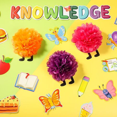 Colarr Color Caterpillars Decorations Bulletin Board Decorations مجموعة قوس قزح جائع للمعرفة ديكور الفصول الدراسية Caterpillar مع حدود الأنسجة POMS POMS للعودة إلى BOUNDIN BULLE in Kuwait