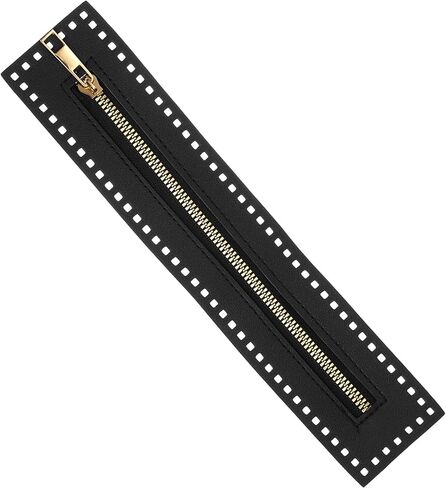 uxcell PU Leather Zipper, 10.6"x2.3" Sewing Coil Bulk Zipper Frame Replacement for Crochet Handbag Purse Shoes Jeans DIY Craft Accessories, Black in Saudi Arabia