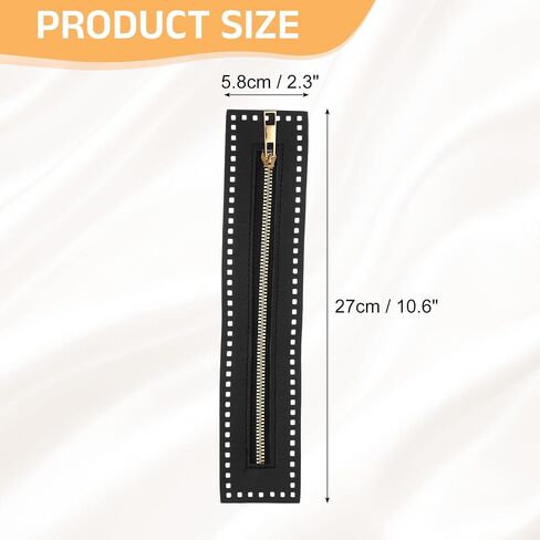 uxcell PU Leather Zipper, 10.6"x2.3" Sewing Coil Bulk Zipper Frame Replacement for Crochet Handbag Purse Shoes Jeans DIY Craft Accessories, Black in Saudi Arabia