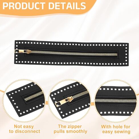 uxcell PU Leather Zipper, 10.6"x2.3" Sewing Coil Bulk Zipper Frame Replacement for Crochet Handbag Purse Shoes Jeans DIY Craft Accessories, Black in Saudi Arabia