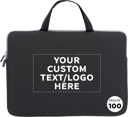 Custom Aston Neoprene Laptop Sleeves with Handles Set of 100, Personalized Bulk Bulk Pack - Electronic Device Protector, Perfect for Individuals on The Go - Black in Saudi Arabia