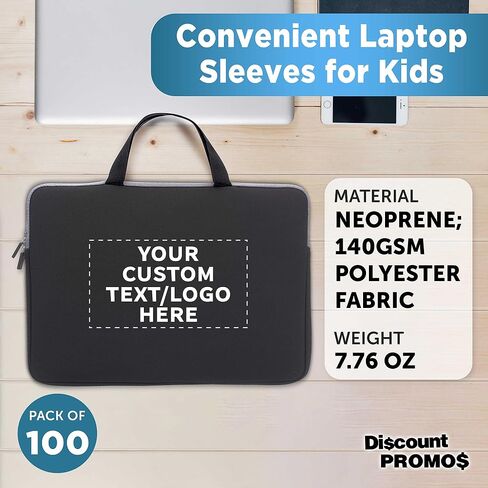 Custom Aston Neoprene Laptop Sleeves with Handles Set of 100, Personalized Bulk Bulk Pack - Electronic Device Protector, Perfect for Individuals on The Go - Black in Saudi Arabia