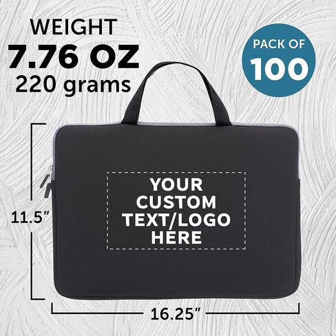 Custom Aston Neoprene Laptop Sleeves with Handles Set of 100, Personalized Bulk Bulk Pack - Electronic Device Protector, Perfect for Individuals on The Go - Black in Saudi Arabia