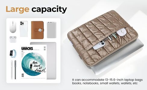 Canvas Life 360 Protective Plush Laptop Sleeve 14-14.4-inch Laptop Sleeve Bag Compatible with HP, Lenovo, Dell, ASUS, MacBook Pro 14-inch - Quilted Design (Black, 14 inch / 14.0 inch) in Kuwait