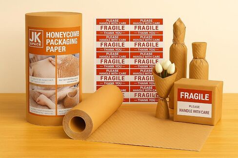 Honeycomb Packing Paper Roll - 15" x 328 ft, Eco-Friendly Kraft Cushion Wrap for shipping, Moving, Packing & Gift Wrapping - Paper Alternative to Bubble Wrap in Saudi Arabia