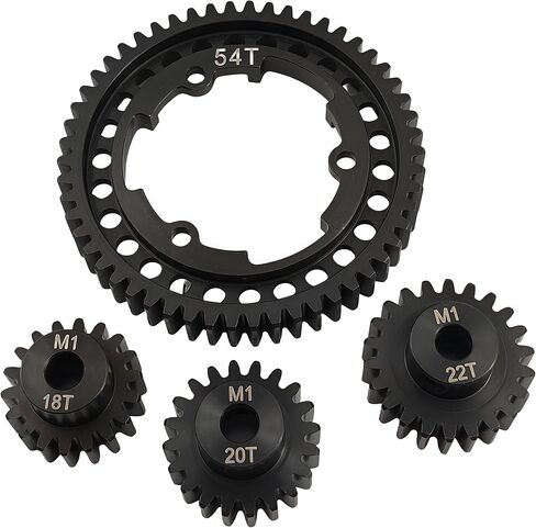 Hardened Steel Spur Gear Set with 18T, 20T & 22T Pinion Gears – Heavy-Duty Upgrade Compatible with Traxxas 1/5 X-Maxx, 1/7 XO-1, 1/10 Maxx & E-REVO 2.0 VXL – Replaces 6447 (54T) in Saudi Arabia