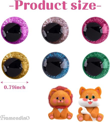 Framendino, 240 Pack 20mm Glitter Eyes with Washers 3D Large Amigurumi Eye Bulk for Stuffed Animals Crochet DIY Crafts in Saudi Arabia