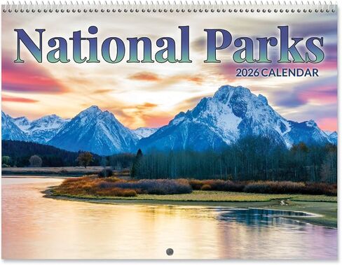 Current 2026 National Parks Wall Calendar, 12-Inch x 9-Inch Size Closed, 18-Inch Size Open, Large Bookstore-Quality, Spiral-Bound Hanging Monthly Wall Calendars for Kitchen & Office in Saudi Arabia