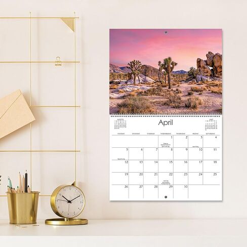 Current 2026 National Parks Wall Calendar, 12-Inch x 9-Inch Size Closed, 18-Inch Size Open, Large Bookstore-Quality, Spiral-Bound Hanging Monthly Wall Calendars for Kitchen & Office in Saudi Arabia