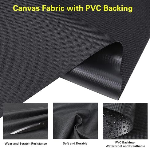 Marine Waterproof Canvas Fabric 600 Denier 36"×60" Cordura Canvas Material with Waterproof PVC Backing for Auto Boat Awning Home Cushion DIY, Black in Kuwait