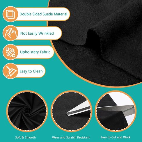 Upholstery Suede Fabric Soft & Smooth Suede Cloth Double-Sided Suede Material Furniture and Car Upholstery for Sofa,Chairs,Pillows,Vehicle Door Panel, Roof (75inchx60inch, Black) in Saudi Arabia