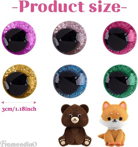 Framendino, 240 Pack 20mm Glitter Eyes with Washers 3D Large Amigurumi Eye Bulk for Stuffed Animals Crochet DIY Crafts in Saudi Arabia