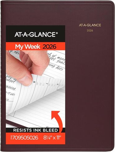 AT-A-Glance 2026 Planner ، أسبوعيًا ، 7 "× 8-3/4" ، متوسطة ، ربع ساعة ، أسود (709510526) in Saudi Arabia