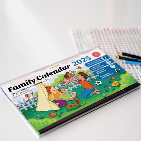 POMANGO 2026 Family Calendar English | 17 Months Family Planner: August 2025 to December 2026 | 15x19" - Magnetic Strip - 600 Stickers - Notepad - 2025-26 Edition with Mobile App in Saudi Arabia