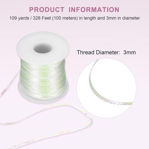 HARFINGTON Metallic Cord 3mm 109 Yards Metallic Ornament String Durable Tinsel Rope Thread for Crafts Gift Wrapping Christmas Decoration Hanging Tags Sewing Gift Decoration, Gold in Saudi Arabia