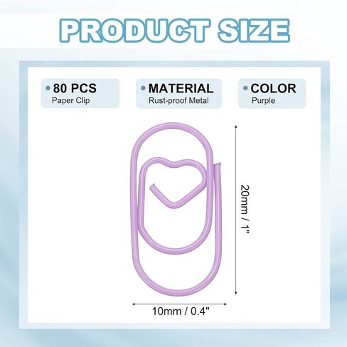 PATIKIL 1x0.4 بوصة مقطع ورقة مصغرة ، 80 PCS Metal Heart Paper Clip واسعة المقاومة للصدأ قوي صغير متين صغير اللطيف اللطيف للمستلزمات المكتبية منظمة الإشارات المرجعية الموثوق ، الأزرق in Kuwait
