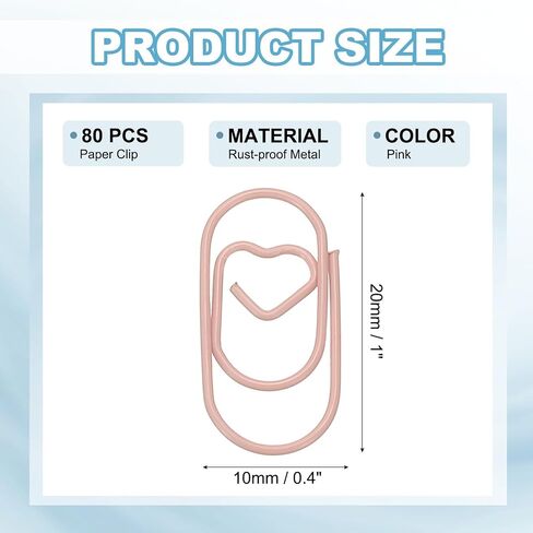 PATIKIL 1x0.4 بوصة مقطع ورقة مصغرة ، 80 PCS Metal Heart Paper Clip واسعة المقاومة للصدأ قوي صغير متين صغير اللطيف اللطيف للمستلزمات المكتبية منظمة الإشارات المرجعية الموثوق ، الأزرق in Kuwait