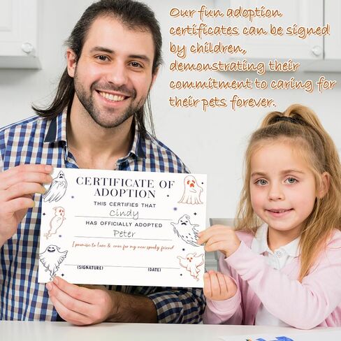 Ghost Adoption Certificate, Funny Halloween Gifts for Kids, Spooky Adoption Party Decorations Supplies, Cute Ghost Friends Certificate for Boys and Girls, 24 in Saudi Arabia