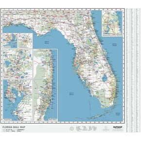 Laminated Florida State Wall Map Large Poster, Includes the Most Legible Location Labels, Vibrant Blue Color Scheme, 54" x 48", Great for the Home, Office, or Classroom, Developed in the USA