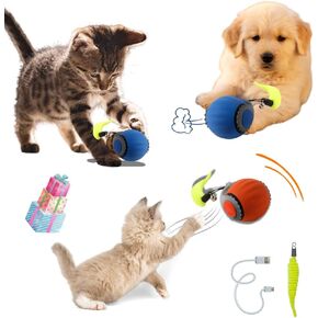 Speedy Tail 2.0 Cat Toy, Interactive Cat Toys for Indoor, Automatic Moving Kitten Rolling Ball with Tail, Rechargeable & Two Speed Adjustment, Smart Interactive Dog Ball, Rollie Pet Chase, Orange