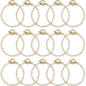 15 PCS طقم صنع سلسلة سوار ذهبية سحر ، سلاسل سوار من أجل المجوهرات صنع أساور سحر فارغة مع سلسلة من الأساور Clasp Clasp Golds تصنع مجموعات للنساء المجوهرات DIY Crafts