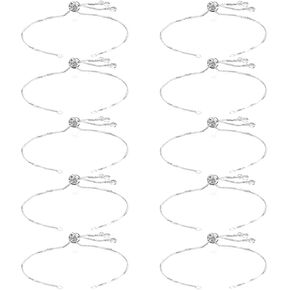 10 Pieces Adjustable Bracelets for Women Slider Bracelet Chains for Jewelry Making Silver Charm Bracelet Chain DIY Jewelry Making Bracelets Chains Findings Extender Chain with Rhinestones Ends