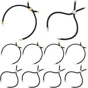 UNICRAFTALE About 10Pcs 2 Colors Slider Bracelets Black Nylon Twist Cords Bracelet Makings Tree of Life Slider Bracelet Makings Adjustable Bracelet Chains for Bracelet Jewelry Making