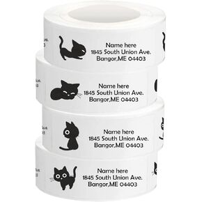 Traditional Custom Address Label Sticker - Return Label Personalization Sticker - Custom Mailing Label Personalization - Black Cat Pattern