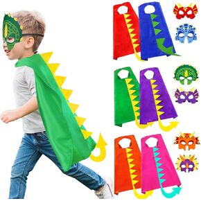 iROLEWIN Dinosaur-Capes-Costume for Kids Dragon Masks Dino-Party-Favors 6 Pack Toddlers Boys Dress-up Costumes Role Play Gift