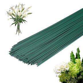 150 Pieces Floral Stem Wire 2 Gauge, Dark Green Stem Wire for Flowers, Premium Floral Wire for Handcrafts, Florist Flower Arrangements, Flower Making Supplies (11.8in)