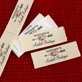 Custom Clothing Labels - Personalized Brand Cotton Sewing Labels for Handmade Items With Logo or Text (50 Pcs)
