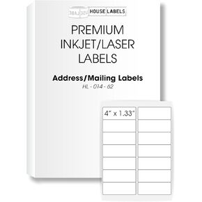 HOUSELABELS 14-up Address Labels (4" x 1-1/3") for Laser and Inkjet Printers, 1,000 Sheets
