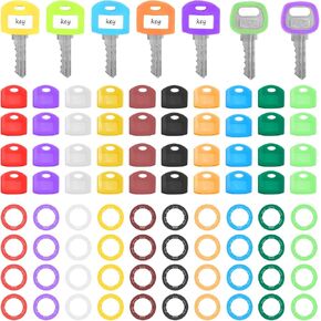 80 Pcs Key Covers Caps, Colorful Key Color Identifiers Portable Square Rings Keys Covers for House Keys Organization (10 Colors 2 Styles)
