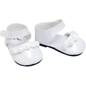 Sophia's Patent Leather Dress Shoes with Rose Detail and Strap for 18" Dolls, White