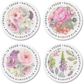 Pale Peony Personalized Return Address Labels - Set of 144, Round Self-Adhesive, Flat-Sheet Labels, by Colorful Images