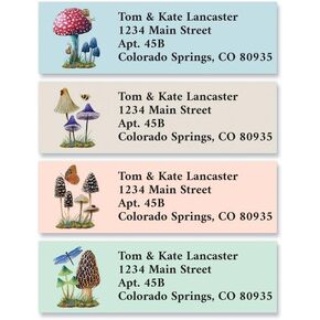 Colorful Images Fungi Classic Personalized Return Address Labels, Mushrooms (4 Designs) - Set of 240, Small Self-Adhesive Stickers, 5/8" x 2"