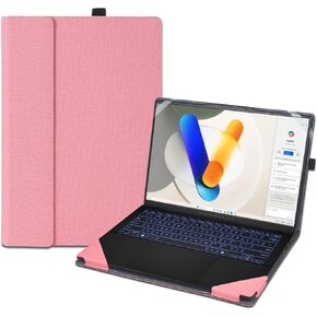 2024 New Laptop Cover Case for 14 inch ASUS Zenbook 14 OLED UX3405 UM3406 & for Vivobook S 14 OLED S5406 M5406,PU Leather Protective Sleeve Bag with Heat Dissipation Bracket (Dark Gray)