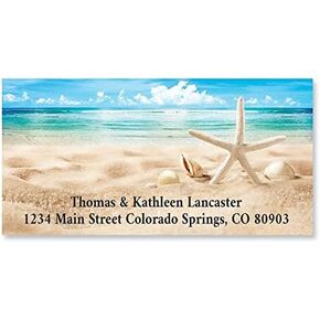 Summer Sea Star Personalized Deluxe Address Labels - Set of 144, Self-Adhesive, Flat-Sheet Rectangle Labels, by Colorful Images